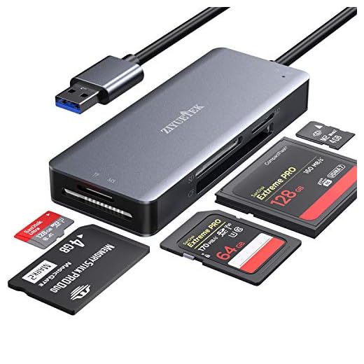 CF Card Reader,USB 3.0 to Compact Flash Memory Card Reader Adapter 5Gbps Read 5 Cards Simultaneously for SDXC, SDHC, SD, Micro SDXC, Micro SD, Micro SDHC, M2, MS, CF and UHS-I Card (Grey)