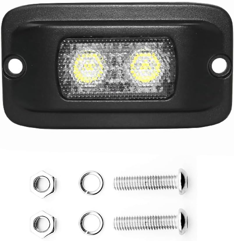 Flush Mount LED Fog Pods Light, 4.3 inch Off-road Driving Work Reverse Lights for Utility Vehicle Tractor SUV Truck Trailer Boat Deck, 6000K Cool-White Wide Flood Beam, 2 Pack