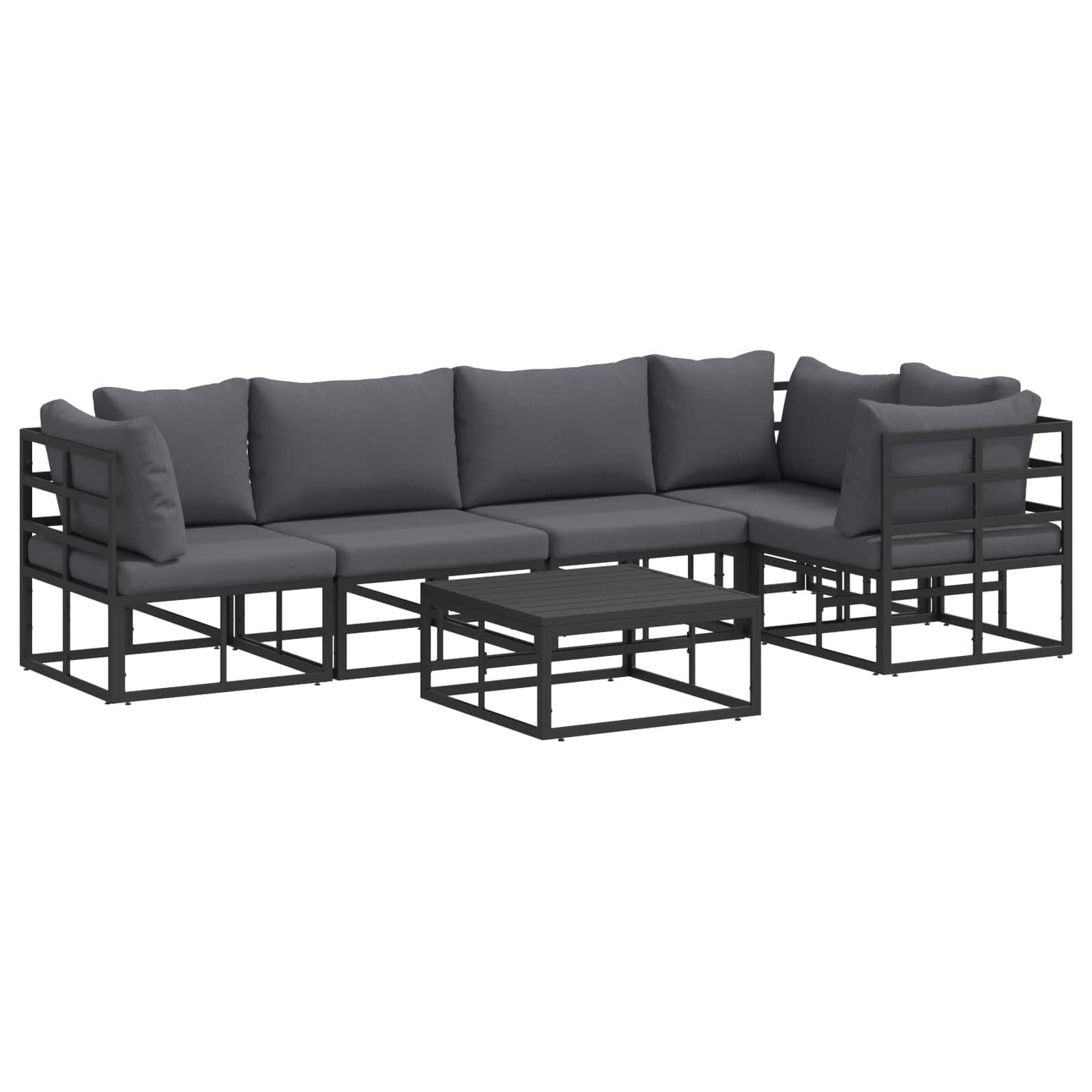 vidaXL Set Divano da Giardino 6 pz Nero Alluminio
