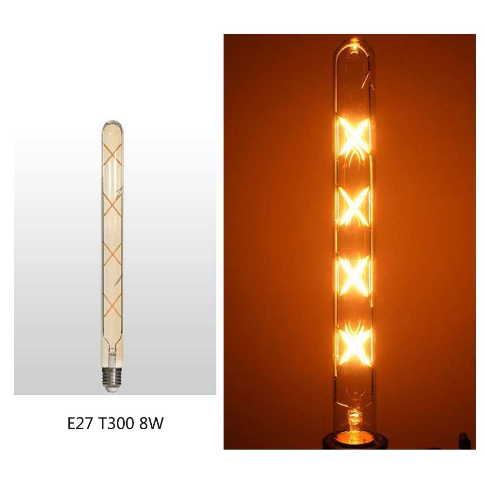 Ruihua 10 Packungen T30-300 LED-Glühbirne, E27, 8 W, Bernstein, Warmweiß, Lichtschlauch (entspricht einer Halogenlampe 70 W), 700 lm, Energiesparlampen, Vintage, 300 mm