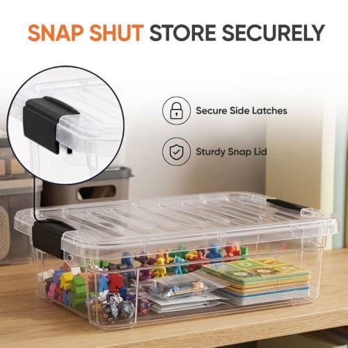 Image of Superio 13.7 Quart Clear Plastic Storage Bin with Lid, Stackable Organizer Box, BPA-Free Storage Container for Home, Garage, School & Office, 6 Pack