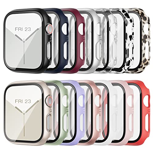 14 Pack Apple Watch Case With Tempered Glass Screen Protector For Apple Watch Series 8 Series 7 45Mm,Anotch Full Coverage Hard Pc Protective Cover Hd Ultra-Thin Bumper For Iwatch 8/7 45Mm Accessories #TOP24