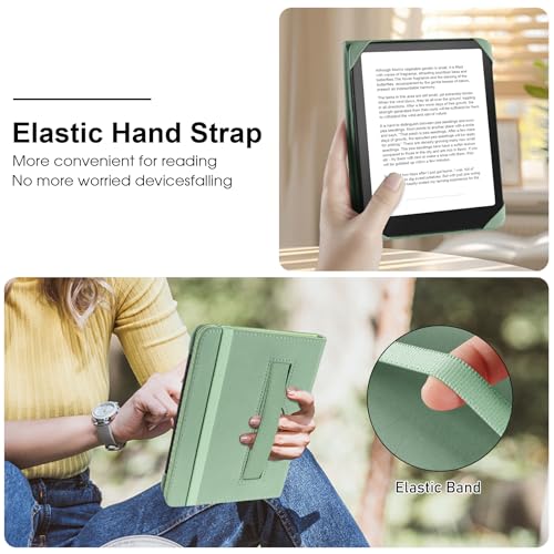 Image of HoYiXi Universal Case for 6.8 Inch 7 Inch Kindle eReaders Compatible with Paperwhite /Kobo /BOOX T68 /iReader Ocean,6.8-7 inch eReaders Protective Case Cover Elastic Rope,Green