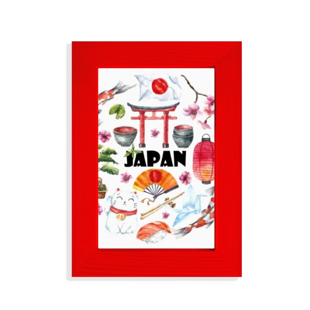 Cadre photo japonais aquarelle rouge finition premium pour décoration épurée
