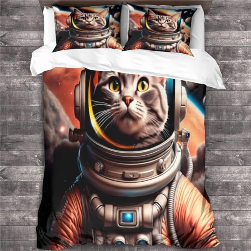 Ensemble de literie chat 3D King en microfibre premium haute densité