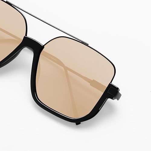 Miniatura 7 de Lentes de sol estilo aviador retro de gran tamaño para mujeres y hombres, cuadrados, doble puente, piloto, lentes de sol de los años 70