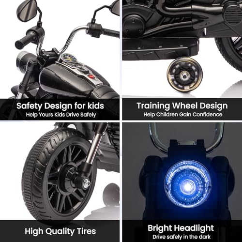 Garvee Kids Motorcycle, 12V Electric Motorcycle w/Training Wheels, Black by Garvee - Used condition - Image 5