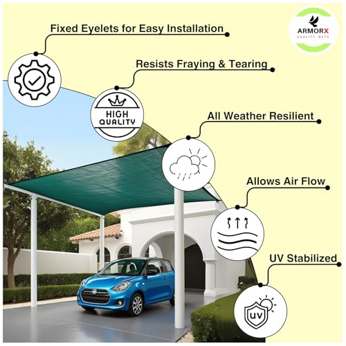 Image of ARMORX Shade Net /Shade Cover for Garden, Greenhouse, Privacy Fencing - UV Stabilized 75% Sun Block with Eyelets Attached for Easy Installation - Green - 10ftx5ft