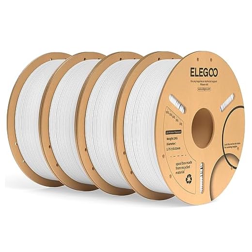 ELEGOO PLA Plus Filament 1.75mm White 4KG, PLA+ Tougher and Stronger 3D Printer Filament Pro Dimensional Accuracy +/- 0.02mm, 4 Pack 1kg Spool(2.2lbs) Fits for Most FDM 3D Printers