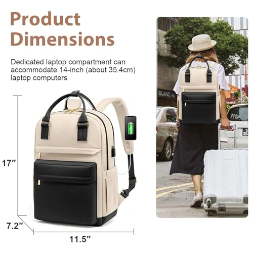 Image of MOCA Women's Minimal Laptop Backpack | Stylish Office & Travel Bag with USB Charging Port | Lightweight, Multi-Pocket, Fits 15.6 inch Laptop