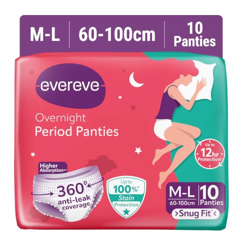 Evereve Ultra Absorbent Disposable Period Panties M-L 10s Pack 0% Leaks Sanitary Protection For Women & Girls Maternity Delivery Pads 360 Protection Postpartum & Overnight Use Heavy Flow