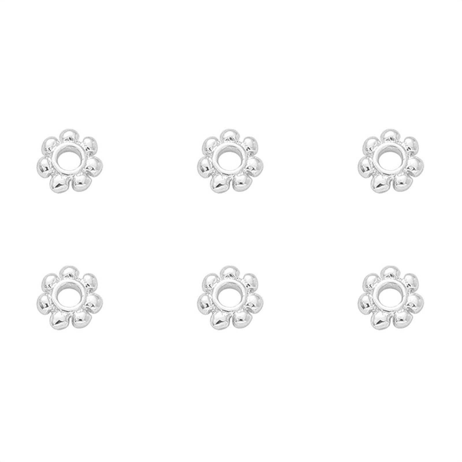 SNAPPSY 200Pcs Daisy Spacer Beads DIY 4mm for Jewelry Making Findings Rings Headband Silver-picture-34