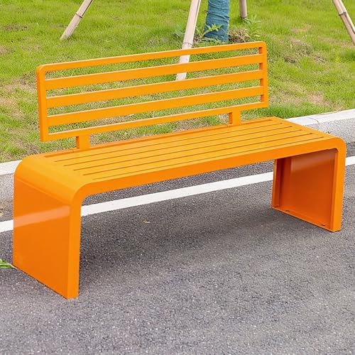 Durable All-Iron Curved Outdoor Bench - Elegant Silver Design, No Assembly Needed, Ready to Use - Perfect for Gardens, Patios, and Balconies (120cm/47in)