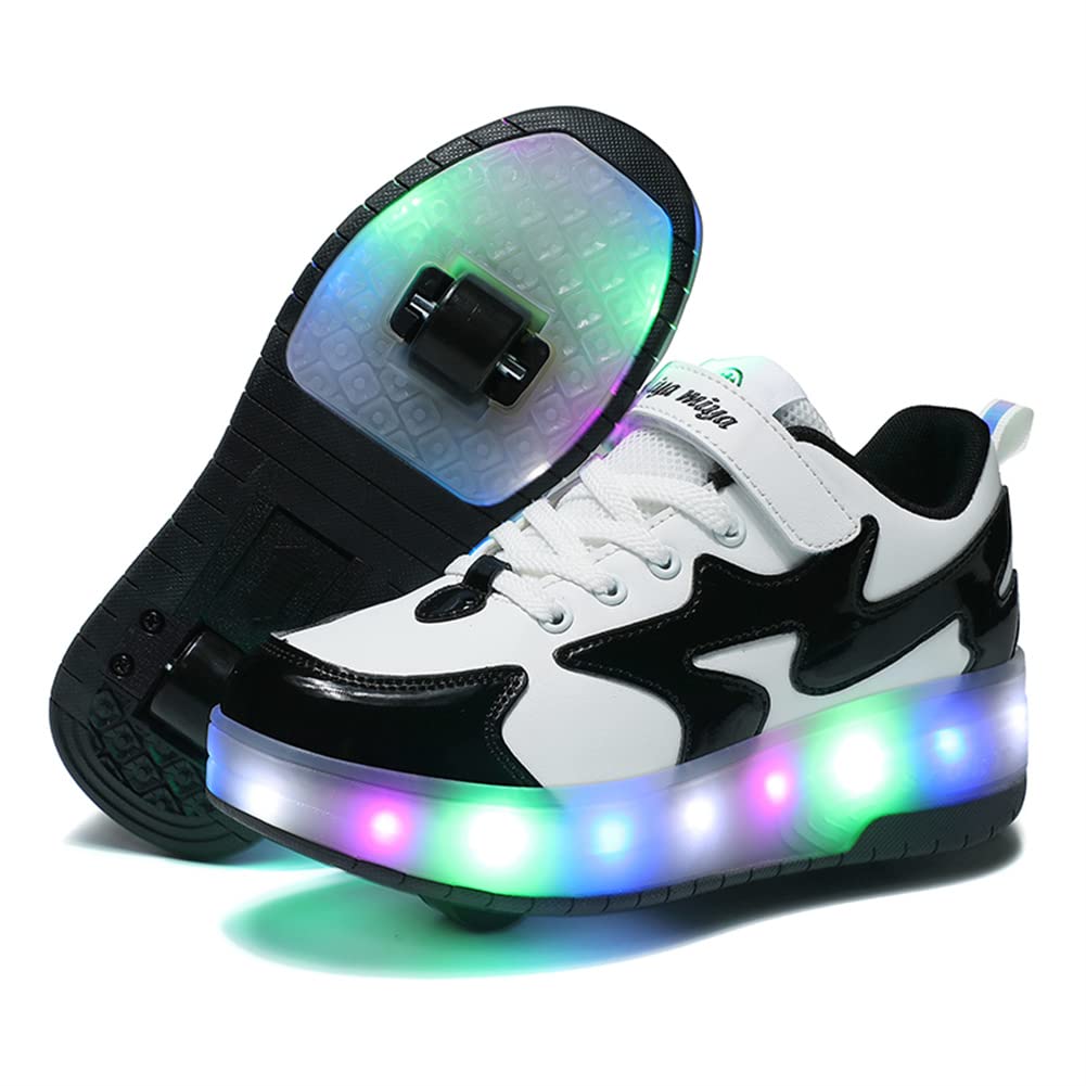 Kinder LED Licht Skateboardschuhe mit Rollen Drucktaste Einstellbare Inline Skates Outdoor Sport Fitnessschuhe