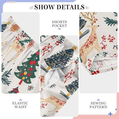 Boys' Pants Christmas Berry Deer Trees Long Bottoms Jogger Pants Elastic Waist Trousers with Pockets S-XL4