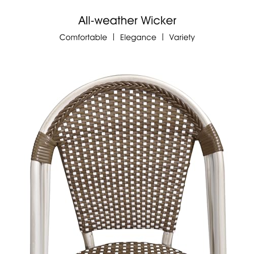 Image of PURPLE LEAF Patio French Bistro Dining Chairs Set of 4, White Finish, Brown