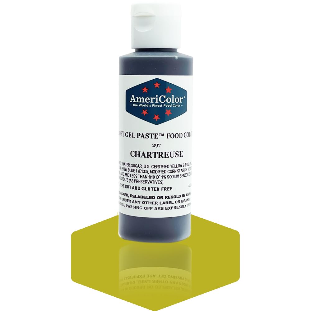 AmeriColor, Chartreuse, 4.5 Ounce Bottle, Soft Gel Paste Food Color