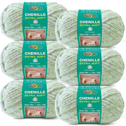 Image of Super Soft Velvet Chenille Yarn for Crocheting and Knitting-Easy to Crochet-Bulky, 3.5oz /93yds of Each Skein-Chunky Plush Yarn for Hand Craft Blanket Ammigurumi DIY (Spring Meadow, 6 Pack)