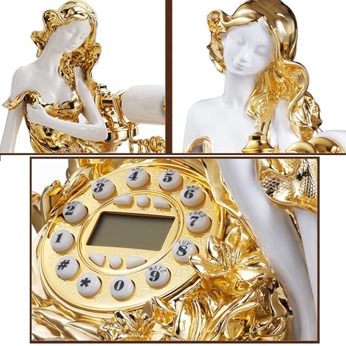 Image of TelPal Modern Corded Landline Telephones with Push Dial Button for Home & Office Decor, Gold