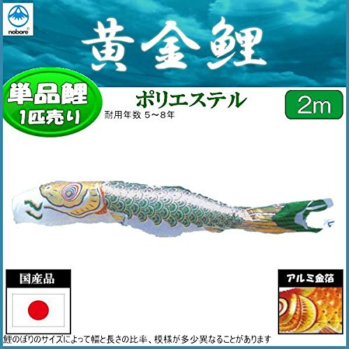 Amazon | 鯉のぼり フジサン鯉 こいのぼり単品 黄金 緑鯉 2m