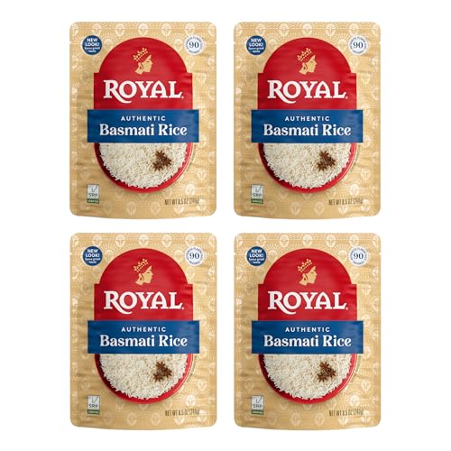 Royal White Basmati Rice - Ready to Heat Basmati Rice - (4 Pack) 8.5 oz...