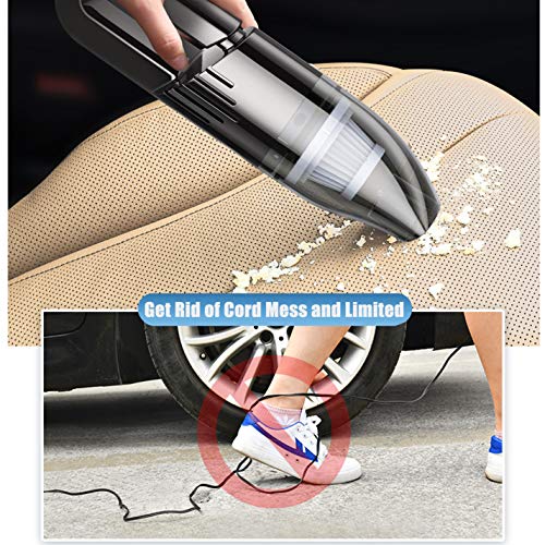 Nishore Aspirador portátil para carro aspirador sem fio Potente ciclone sucção 120W USB recarregável