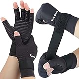 2 Pairs Pack Compression Gloves for Women Men, Copper Arthritis Gloves for Hand Pain Relief, Carpal Tunnel Wrist Support, Rheumatoid, Joint Swelling,Fingerless for Computer Typing(Small/Medium)