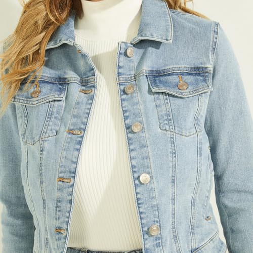 GUESS Women's Sexy Denim Trucker Jacket3