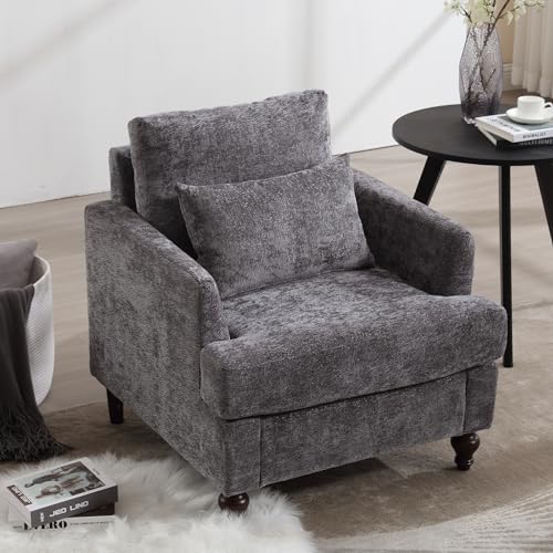 Sillón Chenille Plegable Gris miniatura 1