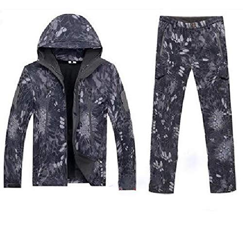 Mdsgfc - Set di giacca mimetica per attività all’aperto da uomo, impermeabile, da caccia, giacca militare + pantaloni, Uomo, Mk Nero, XL