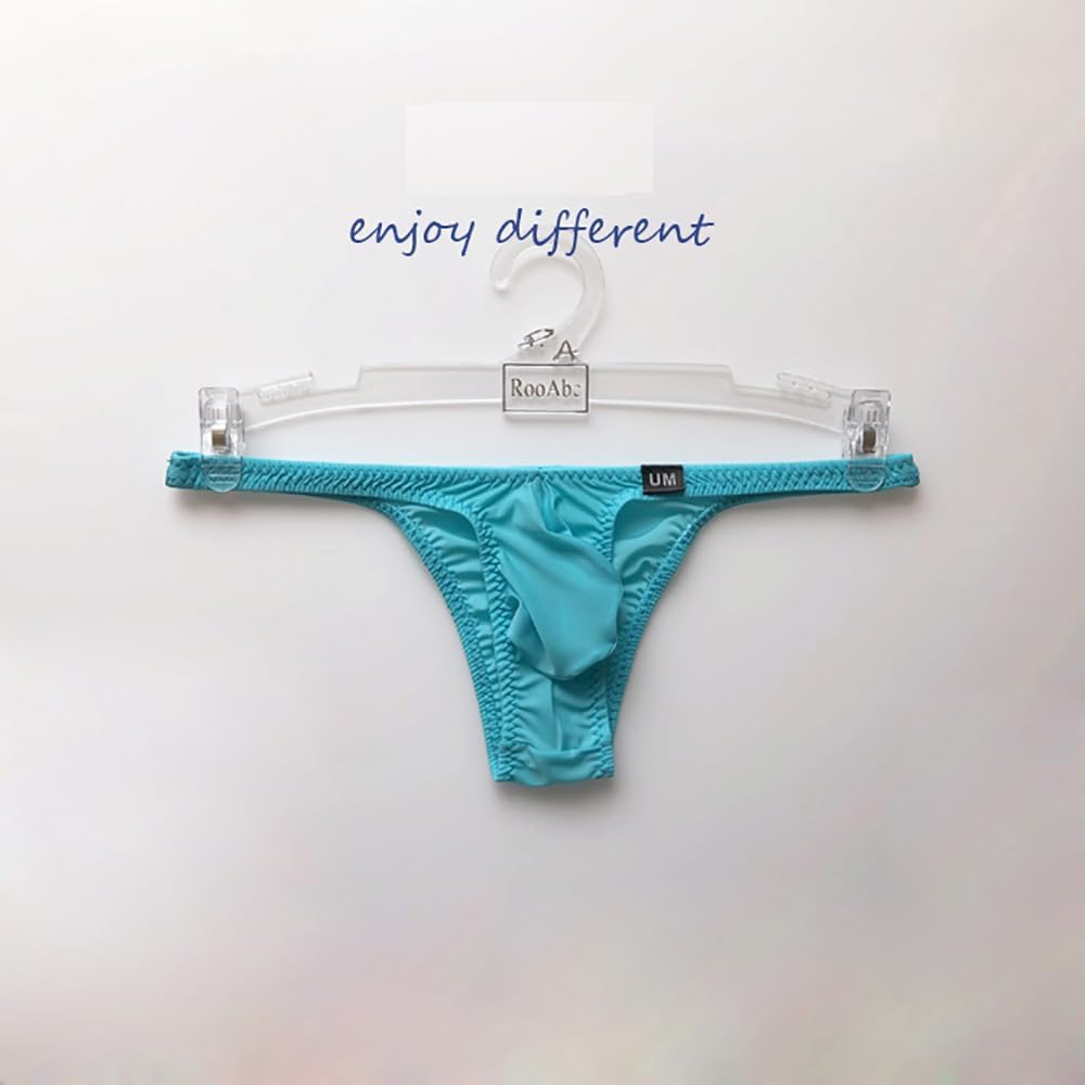 COMLIFE Men's Ice Silk Solid Color Low Waist Bikini Briefs Underwear Bulge Pouch Lingerie Seamless Underpants Undies
