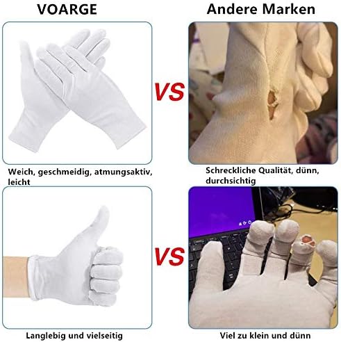 VOARGE 10 works White Cotton Gloves, Size XL, White, Care Cotton Gloves, Comfortable and Breathable, for Dry Hands Eczema - Image 5