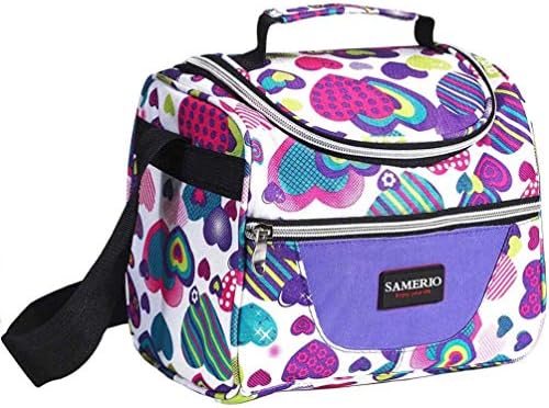 Kids Lunch Bag insulated Lunch Box Lunch Organizer Cooler Bento Bags for School Work/Girls Boys Children Student Women with Adjustable Strap and Zip Closure Travel Lunch Tote, Front Pocket (purple)