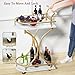 Maiproo Bar Cart with Wheels Handle Rolling Home Bar Serving Carts 2 Tier Curved Anti-Collision Storage Small Trolley with Wine Rack and Glass Holder for Kitchen Dining Room Living Room Gold