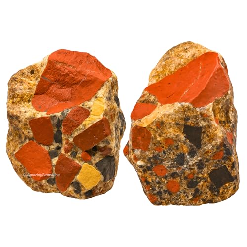 Image of Amazing Gemstone 2 Pieces Spotted Jasper Raw Crystals and Healing Stones, Natural Rocks for Tumbling and DIY Raw Stones and Crystals