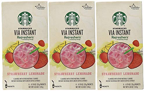 Starbucks VIA Instant Refreshers, Strawberry Lemonade 6 CT (Pack - 3)