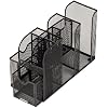Mind Reader Countertop Organizer, Office Breakroom or Desktop Storage, 10-Compartment Caddy, Metal Mesh, Black