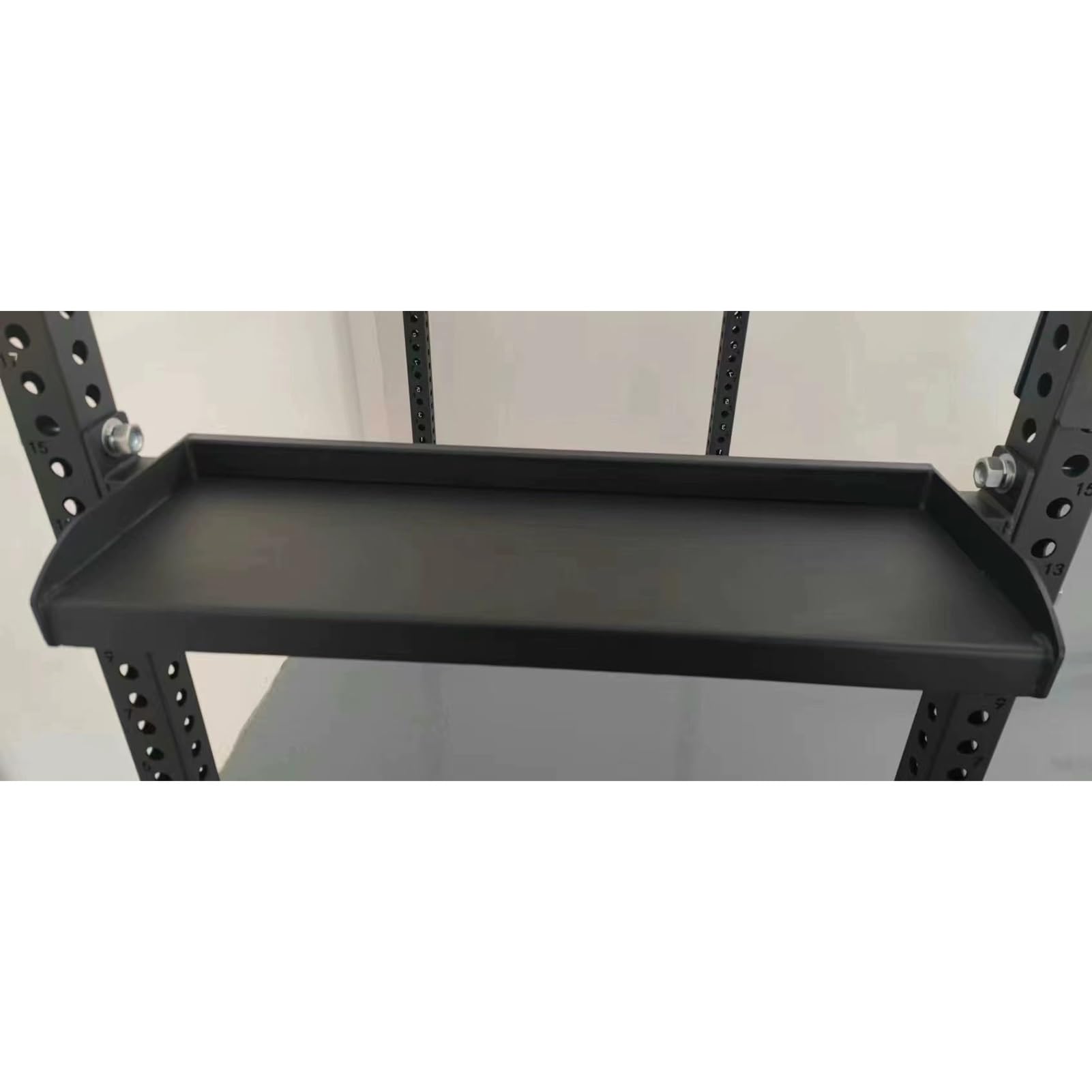 Tabla de almacenamiento para sentadillas – Nizador de mancuernas y pesas rusas para jaulas de potencia – Se adapta a tubos de acero de 3 x 3 pulgadas con agujeros de 1 pulgada – Solución de