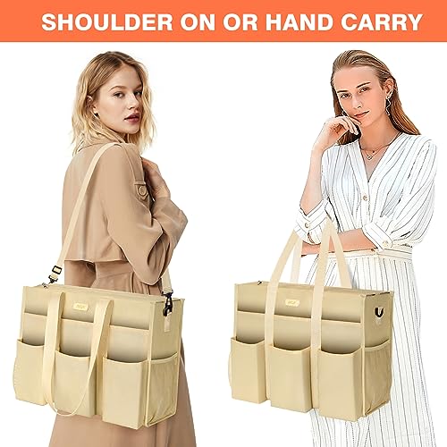 Image of IBFUN Utility Tote Bag with 24 Pockets, Large Teacher Tote for Women with Laptop Compartment, Travel Tote Bag with Zip Top