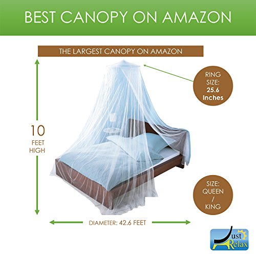 Just Relax Mosquito NET, Elegant Bed Canopy Set Including Full Hanging Kit, Ideal for Indoors or Outdoors, Intended for a for Covering Beds, Cribs, Hammocks (Beige, Queen/King) - Thumbnail 2
