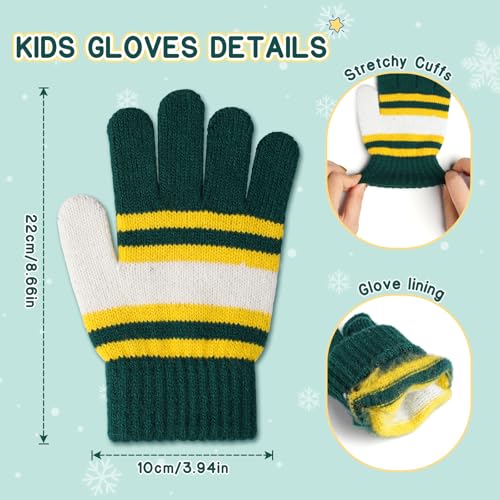 Image of Kids Winter Hat Gloves Scarf Set: Girls Boys Beanie Fleece Lined Ages 6-10