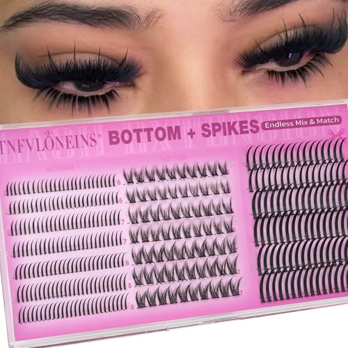 Bottom Lash Clusters 12-22MM Spikes Eyelash Clusters 2 Styles Bottom Lashes Spiky Cluster Eyelash Extensions DIY Evil Lash Extensions for Endless Makeup Styles by TNFVLONEINS