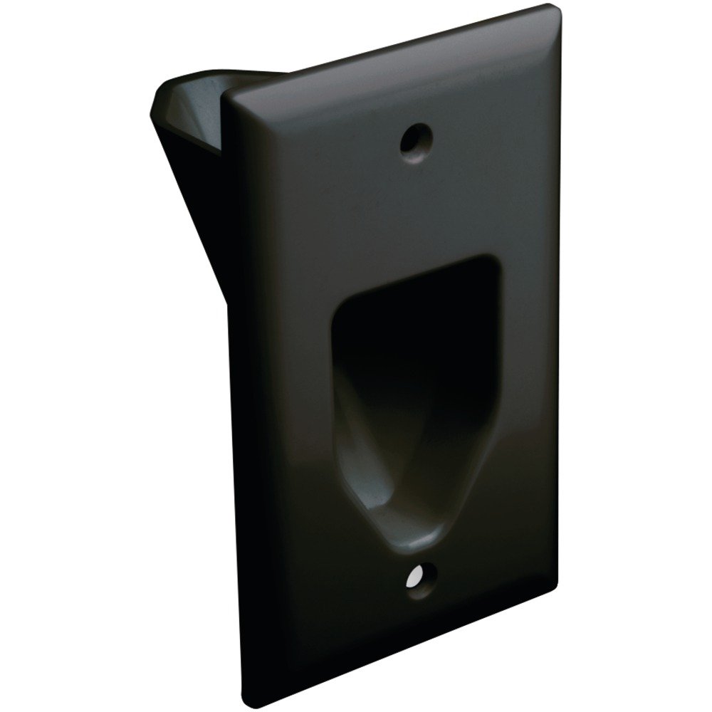 DataComm Electronics 45-0001-BK 1-Gang Recessed Low Voltage Cable Plate, Black