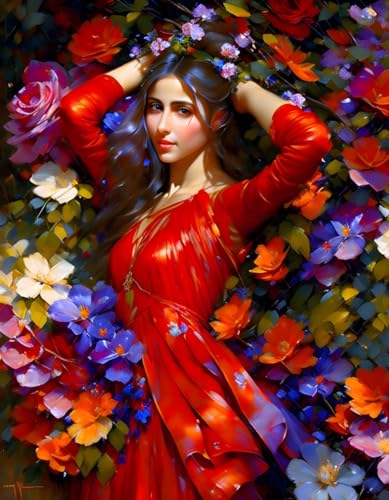 Poster mural sur toile sans cadre Belle fille italienne portrait moderne 50x70 cm