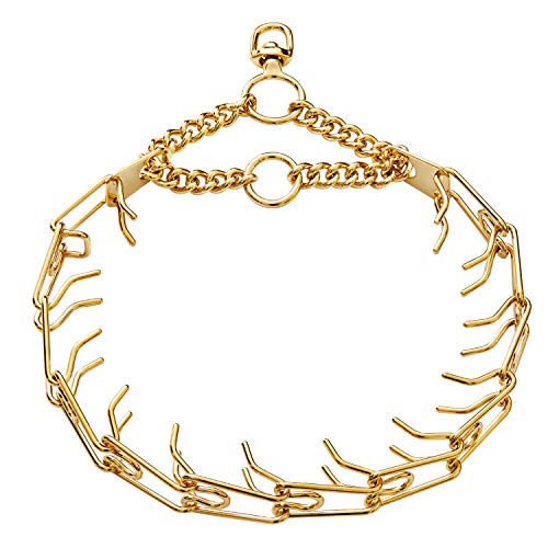 PRADOG Prong Collar Adjustable Chrome Stainless Steel Anti Pull Pinch Dog Chain Choke for Medium Large XL Dog Behavior Training(Gold)