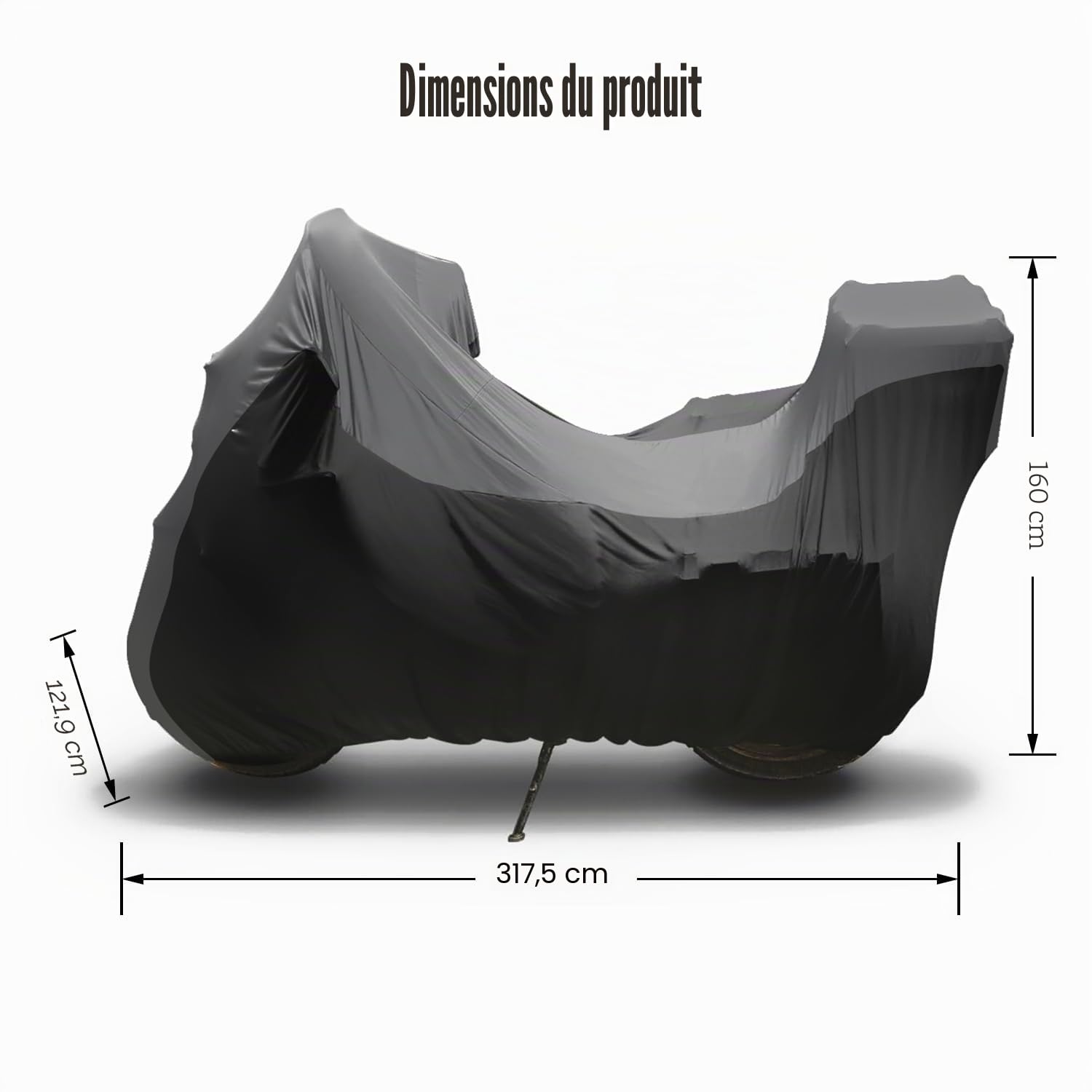 Housses de Moto d'intérieur, Élastique Respirant Tissu en Velours Doux Protection Contre la Poussière pour Scooter Garage Moto Exposition,Gris Rayé+Noir，Top Case 125 x 48 x 63 Pouces