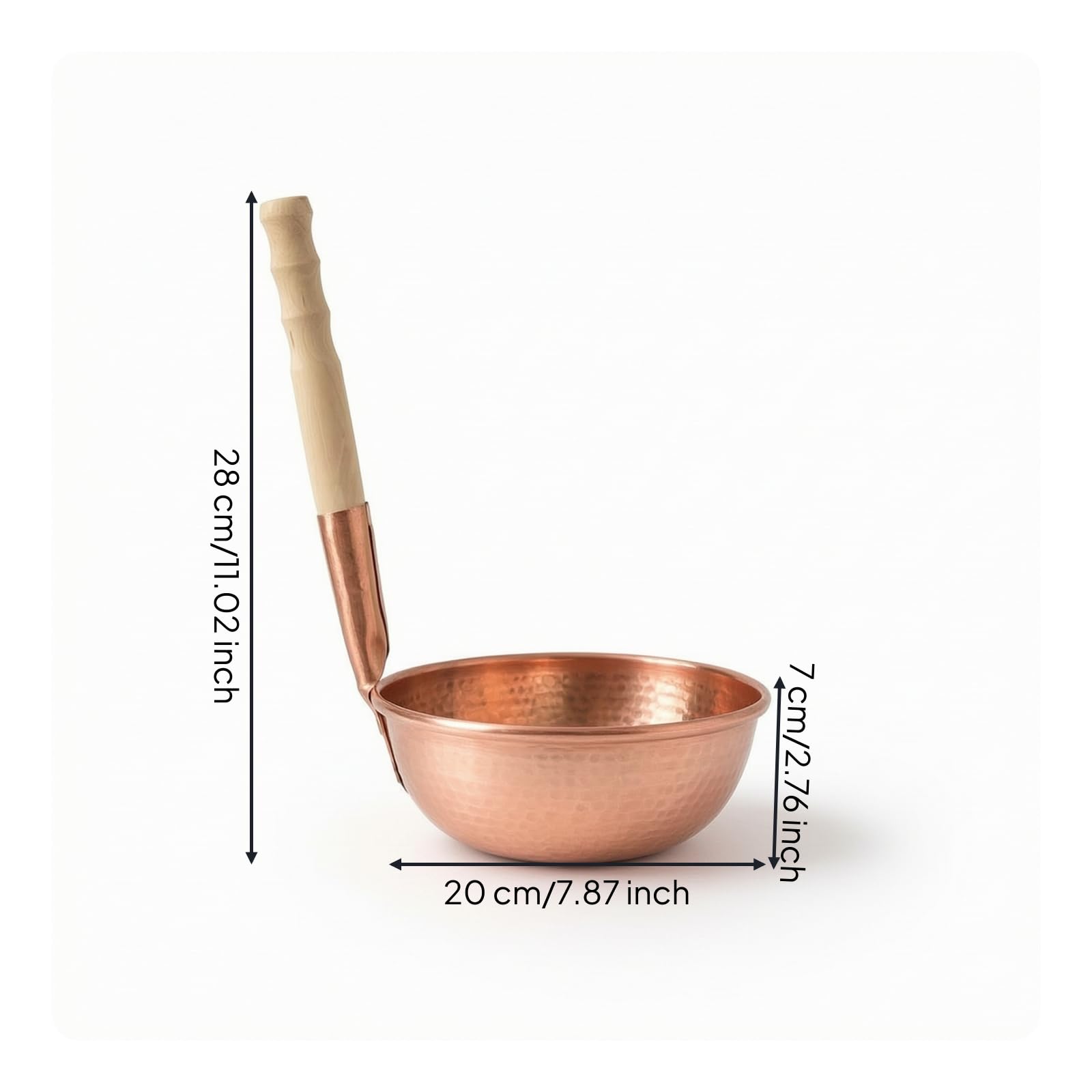 Baoblaze Casserole en Cuivre Casserole Poêle Marmite Poêlon avec Manche en Bois Ergonomique Distribution Homogène de la Chaleur Service à Table Adaptée