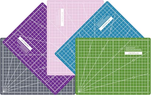 SEMPLIX Samoregenerująca mata do cięcia A0-A4 – zielona, różowa, szara, turkusowa, fioletowa – idealna do majsterkowania, szycia i patchworku – nadruk z obu stron – przednia strona cm, tylna strona w
