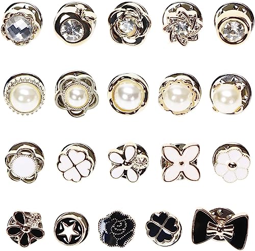 VOIISH 20 Pieces Pearl Brooch Pins for Women, No Sew Button Pins for Shirts, Jeans, Clothes, Bags & Hats, Instant Safety Pins for Women's Fashion, Decoration Accessories for Coat, Dress, Sweater & More (Designs As Per Availability)