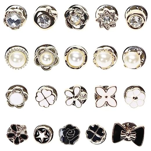 VOIISH 20 Pieces Pearl Brooch Pins for Women, No Sew Button Pins for Shirts, Jeans, Clothes, Bags & Hats, Instant Safety Pins for Women's Fashion, Decoration Accessories for Coat, Dress, Sweater & More (Designs As Per Availability)